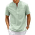 Imagem da Camiseta Masculina de Linho Prestige da Oron Store em fundo branco. Modelo disponível nas cores bege, branco, preto, verde, cinza, azul escuro e azul claro. Camiseta casual masculina confeccionada em linho e algodão leve, com gola redonda e mangas curtas. Ideal para o verão 2025, com caimento confortável e estilo moderno. Disponível nos tamanhos PP ao G1.