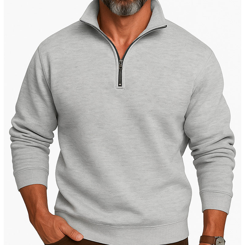 Suéter Masculino Galli em fundo branco, mostrando modelo com manga longa e tecido térmico de algodão e lã. Disponível nas cores preto, cinza, bege, vinho, vermelho, branco e areia, ideal para o inverno 2025. Casaco masculino confortável e moderno, indicado para looks casuais ou estilos mais elegantes. Roupa de frio masculina para adultos